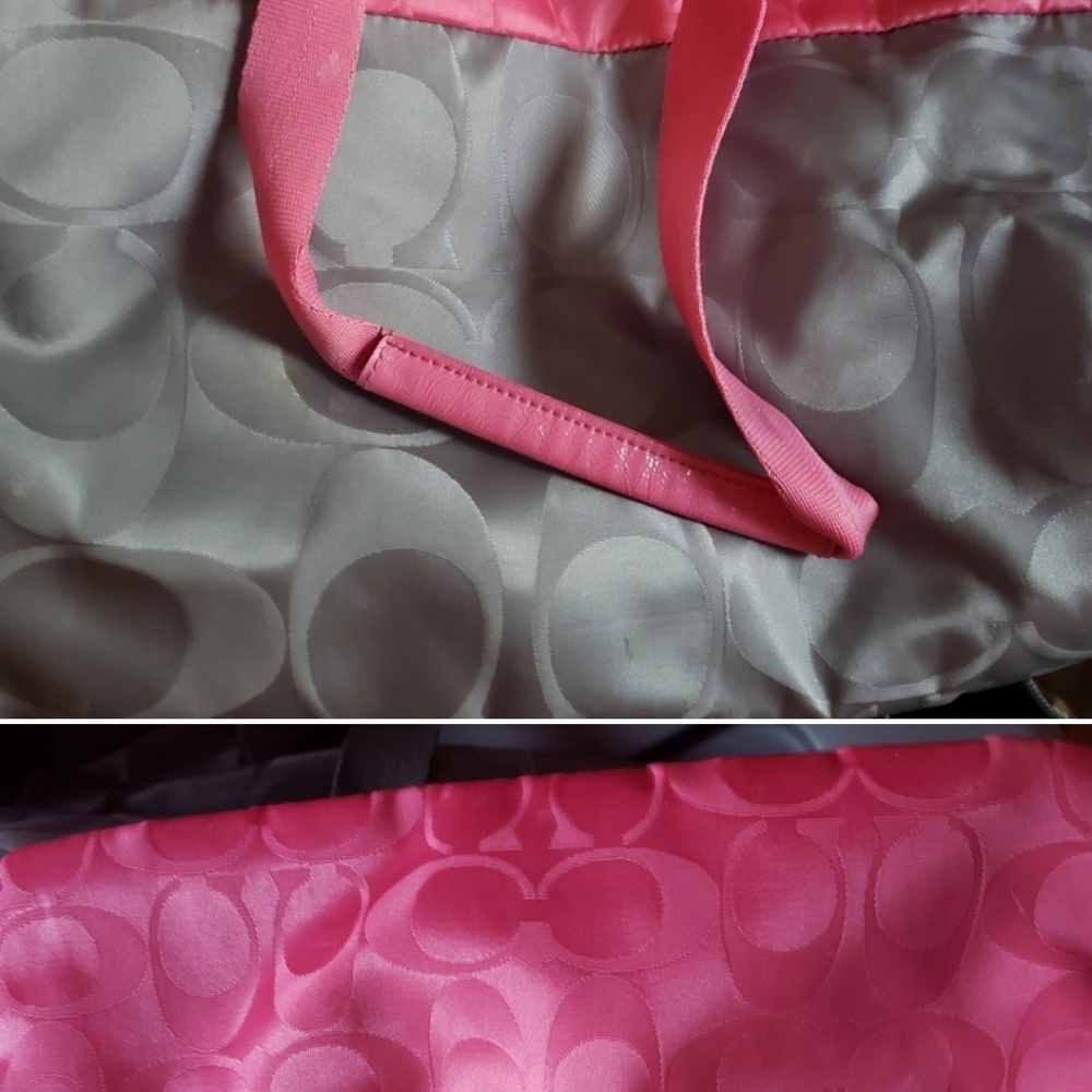 Pink and gray coach purse broken zipper